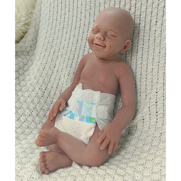 6.82lbs Full Body Platinum Silicone Reborn Baby Boy Doll 45cm Sleeping Newborn - Picture 13 of 16